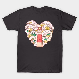 Lighthouse Wavey Sea Cream T-Shirt